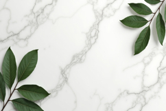 Green Leaves with White Marble Texture Background Wallpaper Product Image 1