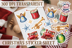 Christmas Watercolor Sticker Sheet Winter Cute Holiday PNG Product Image 1