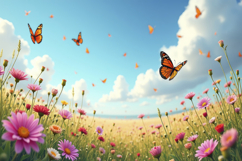 Butterfly Flowers Background Wallpaper Product Image 1