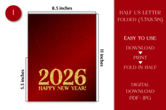 Happy New Year 2026 Greeting Card Printable PDF JPG Glitter Product Image 3