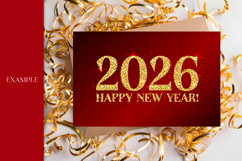 Happy New Year 2026 Greeting Card Printable PDF JPG Glitter Product Image 7