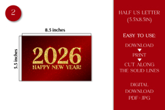 Happy New Year 2026 Greeting Card Printable PDF JPG Glitter Product Image 4