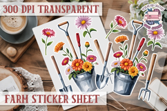 Farm sticker sheet Harvest Scrapbook PNG Vegetables Cozy Product Image 1