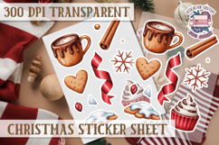 Christmas Watercolor Sticker Sheet Winter Cute Holiday PNG Product Image 1