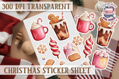Christmas Watercolor Sticker Sheet Winter Cute Holiday PNG Product Image 1