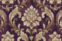 Purple and Gold Damask Pattern Background Wallpaper Product Image 1