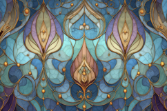 Colorful Stained Glass Floral Pattern Background Wallpaper Product Image 1