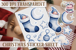 Christmas Watercolor Sticker Sheet Winter Cute Holiday PNG Product Image 1