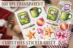 Christmas Watercolor Sticker Sheet Winter Cute Holiday PNG Product Image 1