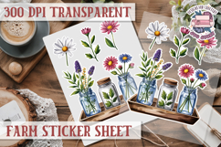 Farm sticker sheet Harvest Scrapbook PNG Vegetables Cozy Product Image 1