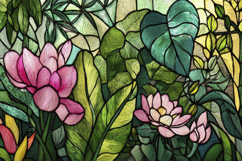 Stained Glass Floral Pattern Background Wallpaper Product Image 1