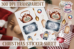 Christmas Watercolor Sticker Sheet Winter Cute Holiday PNG Product Image 1