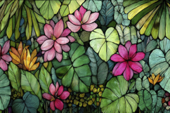 Stained Glass Floral Pattern Background Wallpaper Product Image 1