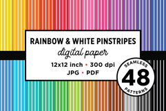 Rainbow and White Seamless Pinstripes Digital Paper Pattern Product Image 1