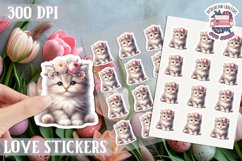 Spring sticker Cute animal with flowers Love PNG Funny Product Image 1