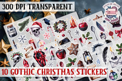 Gothic Christmas Watercolor Sticker Sheet Winter Scary PNG Product Image 1