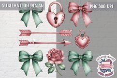 St Valentine’s Coquette Bow PNG Holidays Funny Watercolor Product Image 1