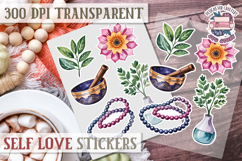 Self Love sticker sheet Scrapbook PNG Nature Watercolor Yoga Product Image 1