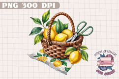 Lemon Sublimation Watercolor PNG Clipart Fruits Flowers Product Image 1