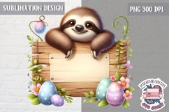 Cute Easter Animal with board Sublimation Design PNG Spring Product Image 1
