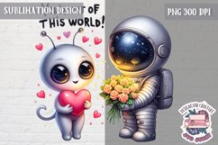 Valentine&#039;s Sublimation Design PNG Cute Space Astronauts Product Image 1