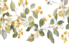 Yellow Flowers Green Leaves Background Wallpaper Product Image 1