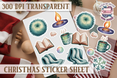 Christmas Watercolor Sticker Sheet Winter Cute Holiday PNG Product Image 1