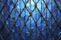 Blue Glass Lattice with a Dark Metal Overlay Background Wall Product Image 1