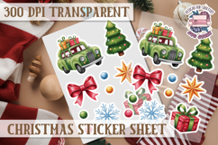 Christmas Watercolor Sticker Sheet Winter Cute Holiday PNG Product Image 1