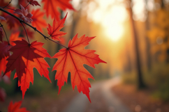 Brightly Colored Red Maple Leaf Background Wallpaper Product Image 1