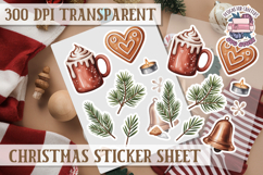 Christmas Watercolor Sticker Sheet Winter Cute Holiday PNG Product Image 1