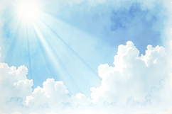 White Clouds and Sunbeams Background Wallpaper Product Image 1