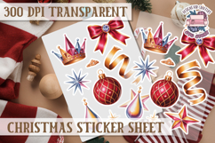 Christmas Watercolor Sticker Sheet Winter Cute Holiday PNG Product Image 1