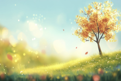 Flower Field with Single Tree Background Wallpaper Product Image 1