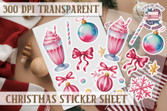 Christmas Watercolor Sticker Sheet Winter Cute Holiday PNG Product Image 1