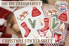 Christmas Watercolor Sticker Sheet Winter Cute Holiday PNG Product Image 1