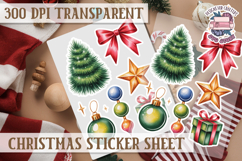 Christmas Watercolor Sticker Sheet Winter Cute Holiday PNG Product Image 1