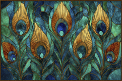 Stained Glass Peacock Feather Background Wallpaper Product Image 1