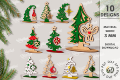 Christmas Trees with Ornament Bundle Lasercut. Christmas SVG Product Image 1