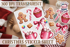 Christmas Watercolor Sticker Sheet Winter Cute Holiday PNG Product Image 1
