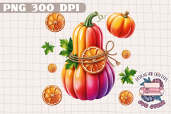 Autumn Pumpkin Sublimation design Fall Decorative Color PNG Product Image 1
