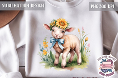 Cute Bunny and Lamb Spring Sublimation Design PNG Easter Product Image 1