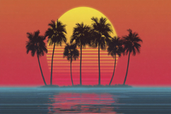 Palm Trees Sunset Sea Background Product Image 1