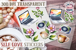 Self Love sticker sheet Scrapbook PNG Nature Watercolor Yoga Product Image 1