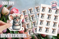 Spring sticker Cute animal with flowers Love PNG Funny Product Image 1