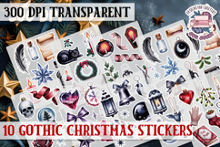 Gothic Christmas Watercolor Sticker Sheet Winter Scary PNG Product Image 1