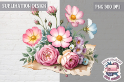 Spring Flowers Sublimation design Wreath Bouquet Watercolor Product Image 1