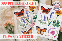 Summer sticker flowers butterfly Spring Botanical PNG Product Image 1