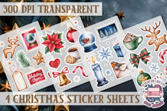 Christmas Watercolor Sticker Sheet Winter 4 PNG Product Image 1