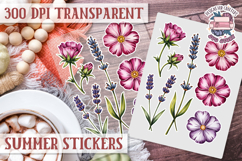 Summer Vibes sticker sheet Beach Scrapbook PNG Flowers Product Image 1
